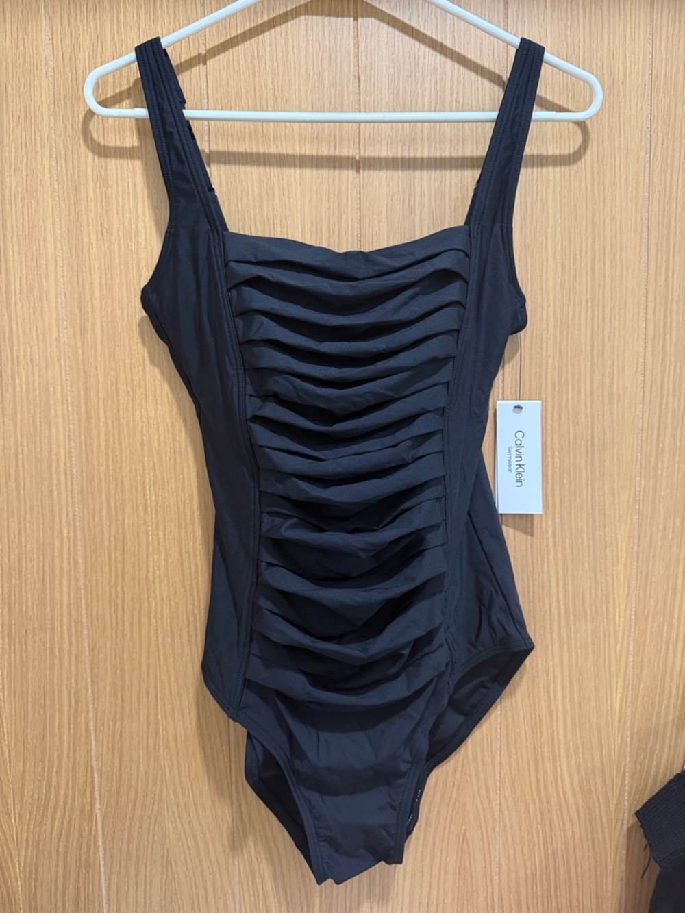 Calvin Klein Black Ruched Front One-Piece Swim